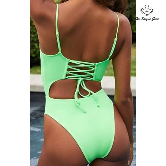 Meyeeka Scoop Neck Cut Out One Piece Swimsuit Size M - Picture 2 of 4